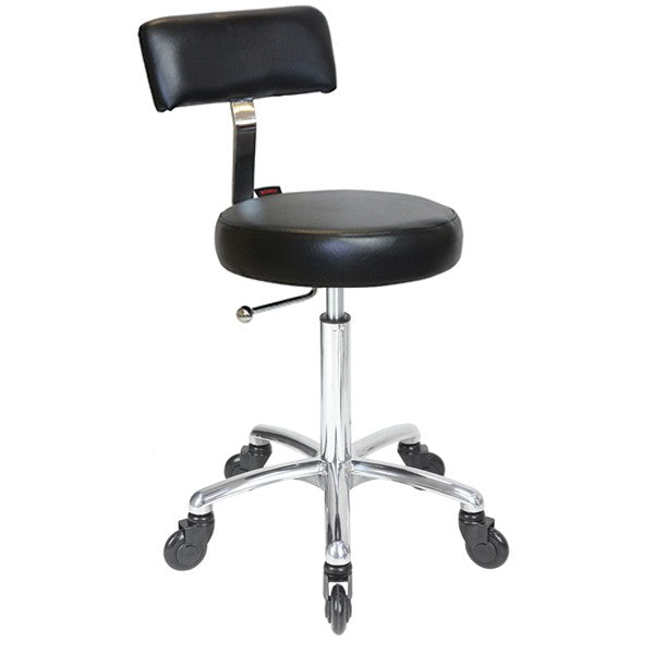 Sprint Black Cutting Stool - Chrome Base - Click'n Clean Castor Wheels
