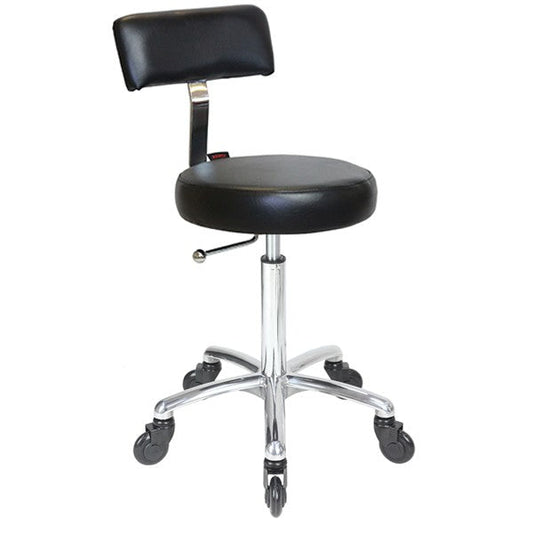 Sprint Black Cutting Stool - Chrome Base - Click'n Clean Castor Wheels